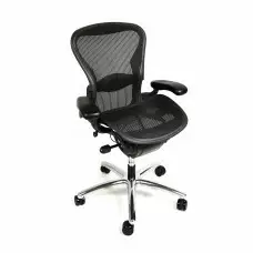 Herman Miller Aeron Refurbished Office Chair, Fully Adjustable with Polished Aluminum Base, Size B (Medium) - Graphite/Black