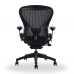 Herman Miller Aeron Refurbished Office Chair, Fully Adjustable with Posture Fit Support, Size B (Medium) - Graphite/Black