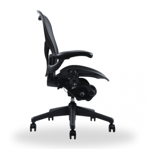 Herman Miller Executive Aeron Chair, Size B, Polished Aluminum Frame,  Black, All Features, Fully Adjustable Arms, Adjustable Posturefit Support –  Office Chair @ Work