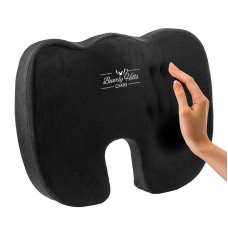 Enhanced Seat Cushion - Non-Slip Orthopedic Gel & Memory Foam Coccyx Cushion for Tailbone Pain - Office Chair Car Seat Cushion - Sciatica & Back Pain Relief (Black)