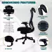 WESTHOLME High Back Office Chair, Ergonomic Desk Chair with Adjustable Seat Depth Feature, Tilt Function, Lumbar Support - Black Office Chair in Fabric Foam Seat