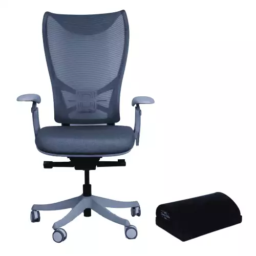 WESTHOLME High Back Office Chair, Ergonomic Desk Chair with Adjustable Seat Depth Feature, Tilt Function, Lumbar Support - Grey Office Chair in Fabric Foam Seat