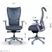 WESTHOLME High Back Office Chair, Ergonomic Desk Chair with Adjustable Seat Depth Feature, Tilt Function, Lumbar Support - Grey Office Chair in Fabric Foam Seat
