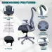 WESTHOLME High Back Office Chair, Ergonomic Desk Chair with Adjustable Seat Depth Feature, Tilt Function, Lumbar Support - Grey Office Chair in Fabric Foam Seat