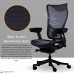 WESTHOLME High Back Office Chair, Full Adjustable (Armrests, Seat Depth, Lumbar, Tilt Function, and Height), Nylon Base - Black