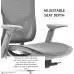 WESTHOLME High Back Office Chair, Ergonomic Desk Chair with Adjustable Seat Depth Feature, Tilt Function, Lumbar Support - Best Office Chairs for Long Hours, Office Mesh Chair - Aluminum Base, White Frame in Grey Mesh