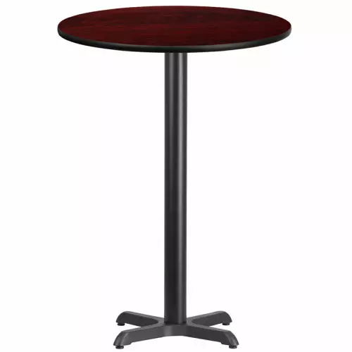 30” Round Mahogany Laminate Bar Height Break Room Table