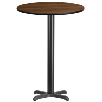 Beverly Hills Chairs | Round Walnut Laminate Bar Height Break Room Table | Size 30"