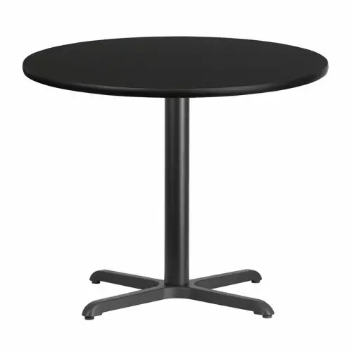 36” Round Black Laminate Break Room Table