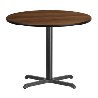 Beverly Hills Chairs | Round Walnut Laminate Break Room Table | Size 36"