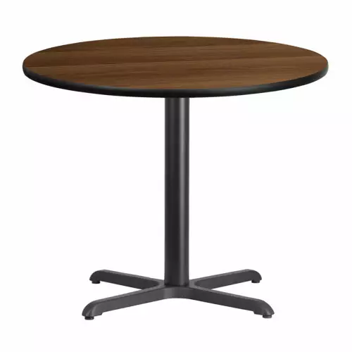 36” Round Walnut Laminate Break Room Table