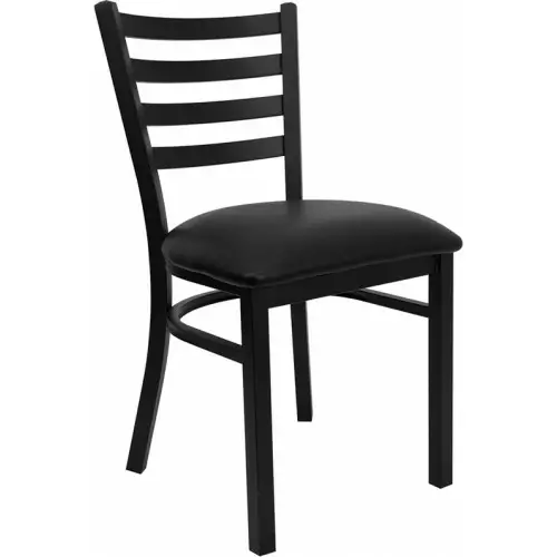 Black Vinyl Seat and Ladder Back Break Room Chair