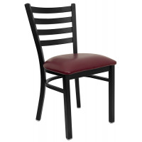 Modern Comfort | Burgundy Vinyl Seat and Black Ladder Back Break Room Chair
