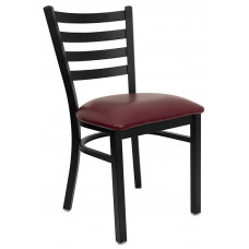 Modern Comfort | Burgundy Vinyl Seat and Black Ladder Back Break Room Chair