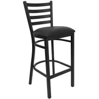 Modern Comfort | Black Vinyl Seat and Ladder Back Barstool Break Room Chair