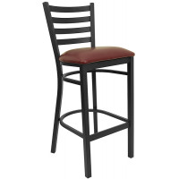 Beverly Hills Chairs | Burgundy Vinyl Seat and Black Ladder Back Barstool Break Room Chair