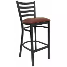 Beverly Hills Chairs | Burgundy Vinyl Seat and Black Ladder Back Barstool Break Room Chair Beverly Hills Chairs | Burgundy Vinyl Seat and Black Ladder Back Barstool Break Room Chair