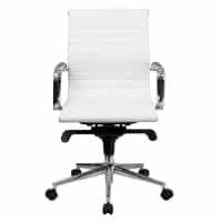 Modern Comfort | White Leather Ribbed Conference Chair | Lumbar Support