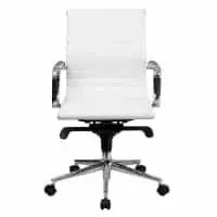 Modern Comfort | White Leather Ribbed Conference Chair | Lumbar Support