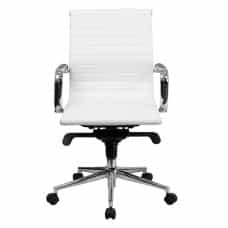 White Leather Ribbed Conference Chair