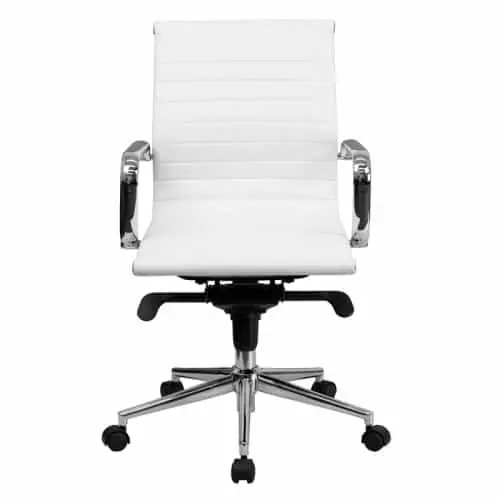 Modern Comfort | White Leather Ribbed Conference Chair | Lumbar Support