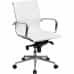 Modern Comfort | White Leather Ribbed Conference Chair | Lumbar Support