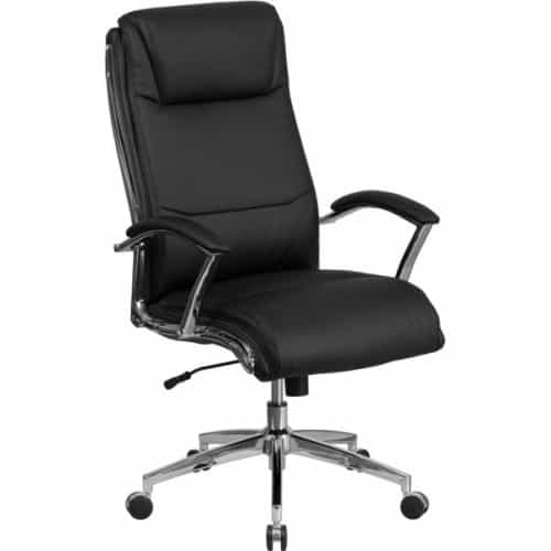 Luxuriously Padded High Back Black Leather Executive Office Chair