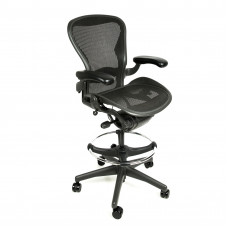 Herman Miller Aeron Chair Fully Adjustable Graphite Drafting Stool by Beverly Hills Chairs with 27"-34" Height