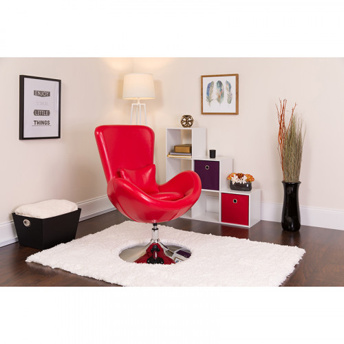 Red Leather Egg Chair Reception Room From Beverly Hills Chairs