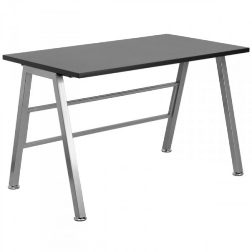 High Rise Black Laminate Top Desk 47 25 Width From Beverly