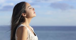 girl on beach, relax, see breeze