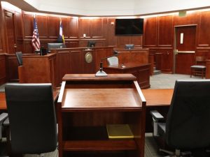 courtroom, chairs, podium